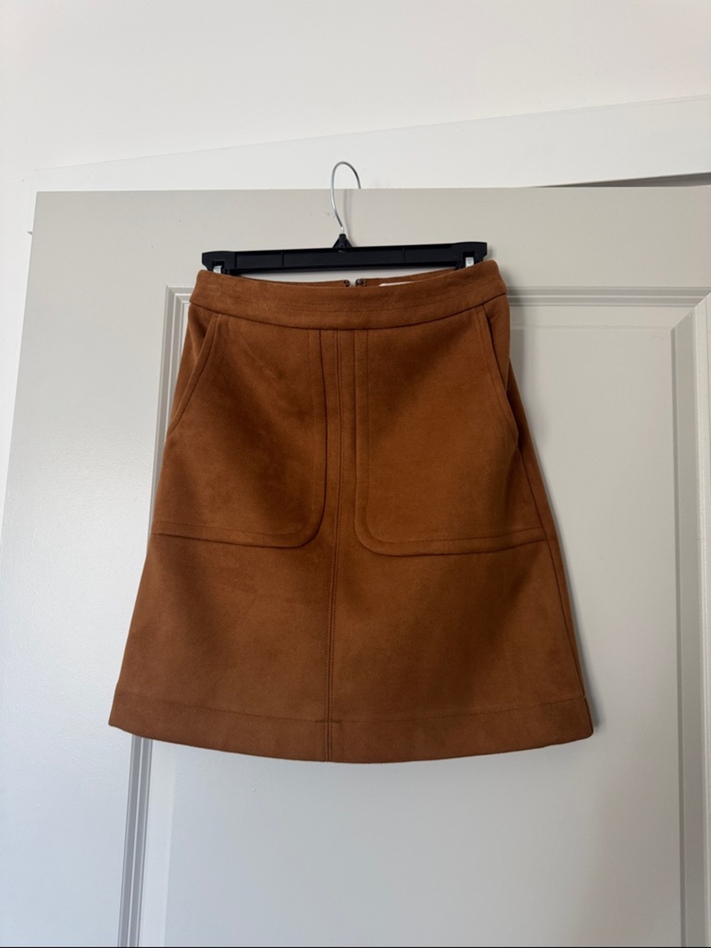 LOFT A-Line Faux Suede Skirt in Chestnut